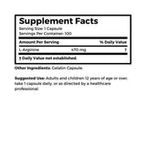 Dr Clark Arginina 500 mg, etiqueta trasera, información clara de uso