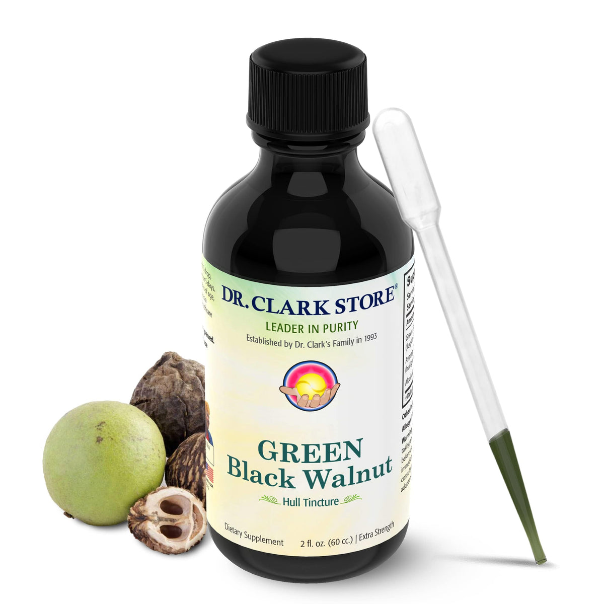 Dr Clark Store tinctura nogal verde en botella para uso diario.