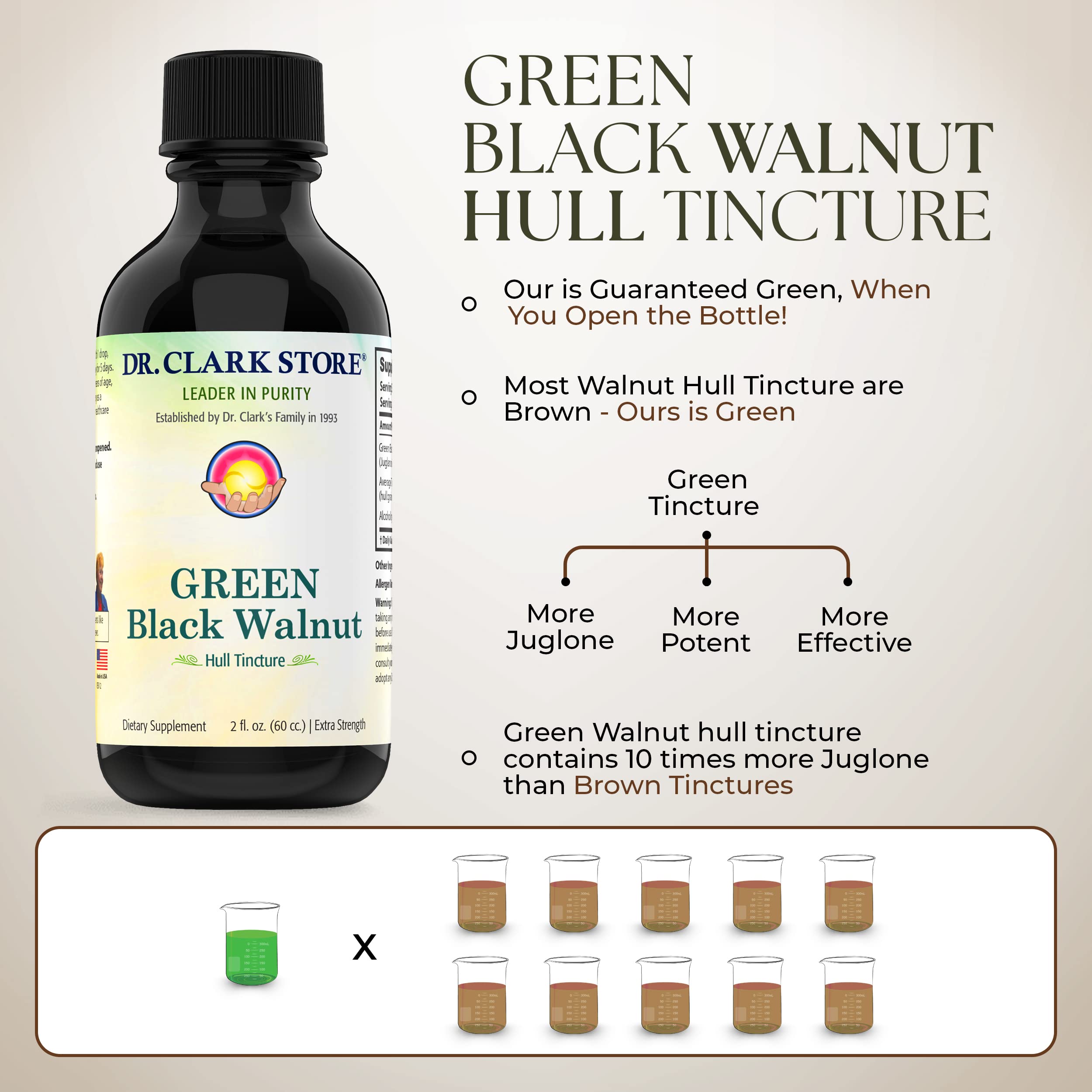Dr Clark Store color verde natural sugiere extracción fresca.
