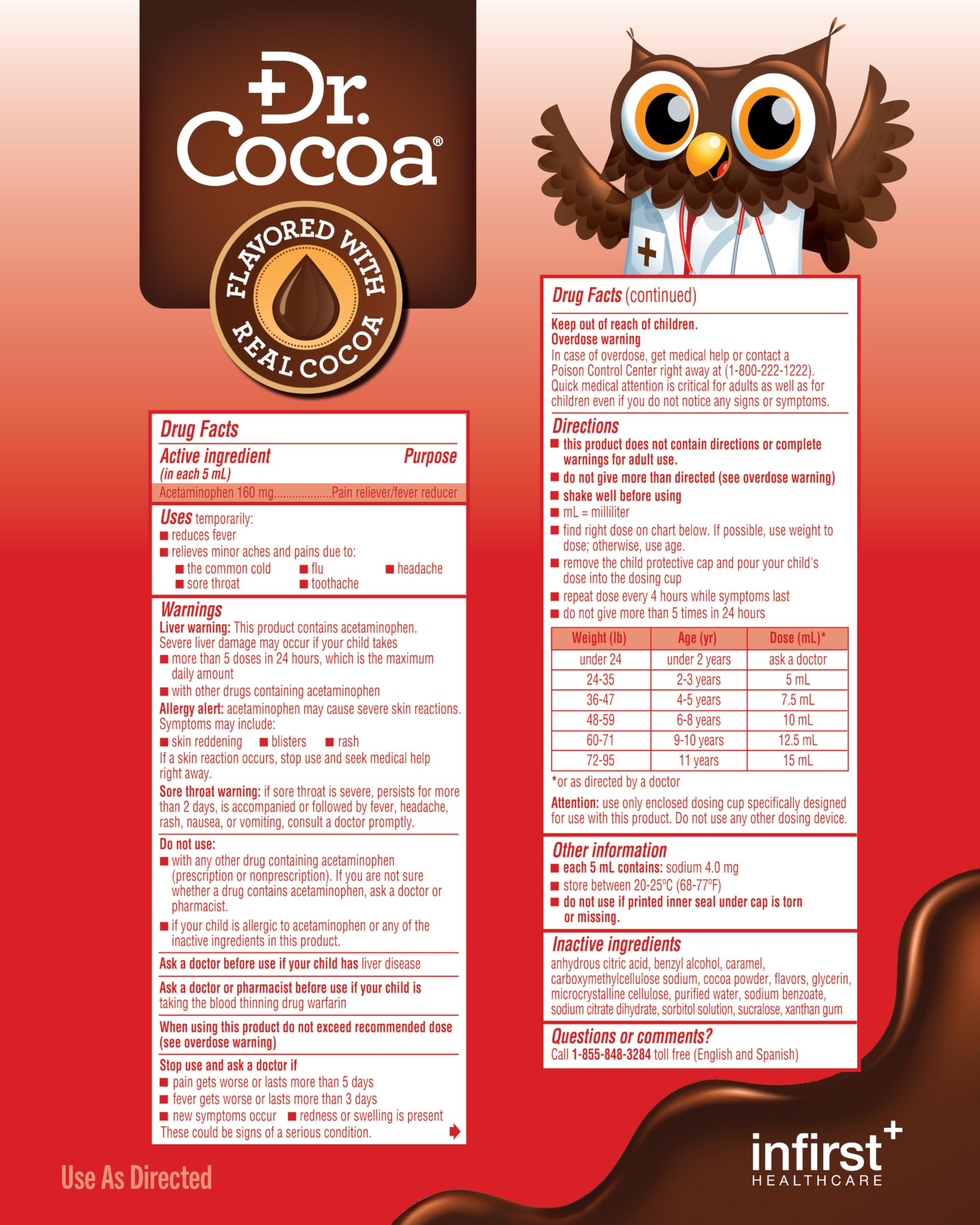 Dr. Cocoa Niños, botella de 4 oz lista para uso familiar