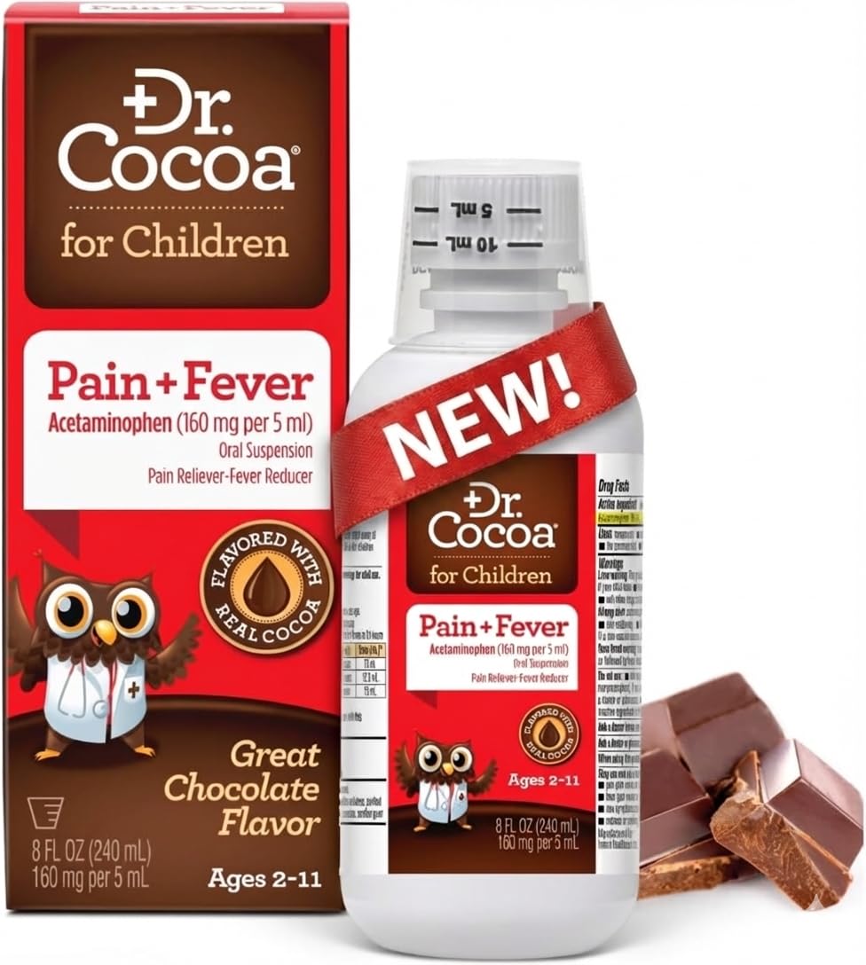 Dr. Cocoa ninos botella 8oz con dosificador para dosificación precisa.