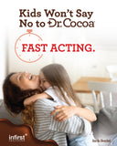 Dr. Cocoa Niños, niño cómodo tras tomar jarabe de chocolate