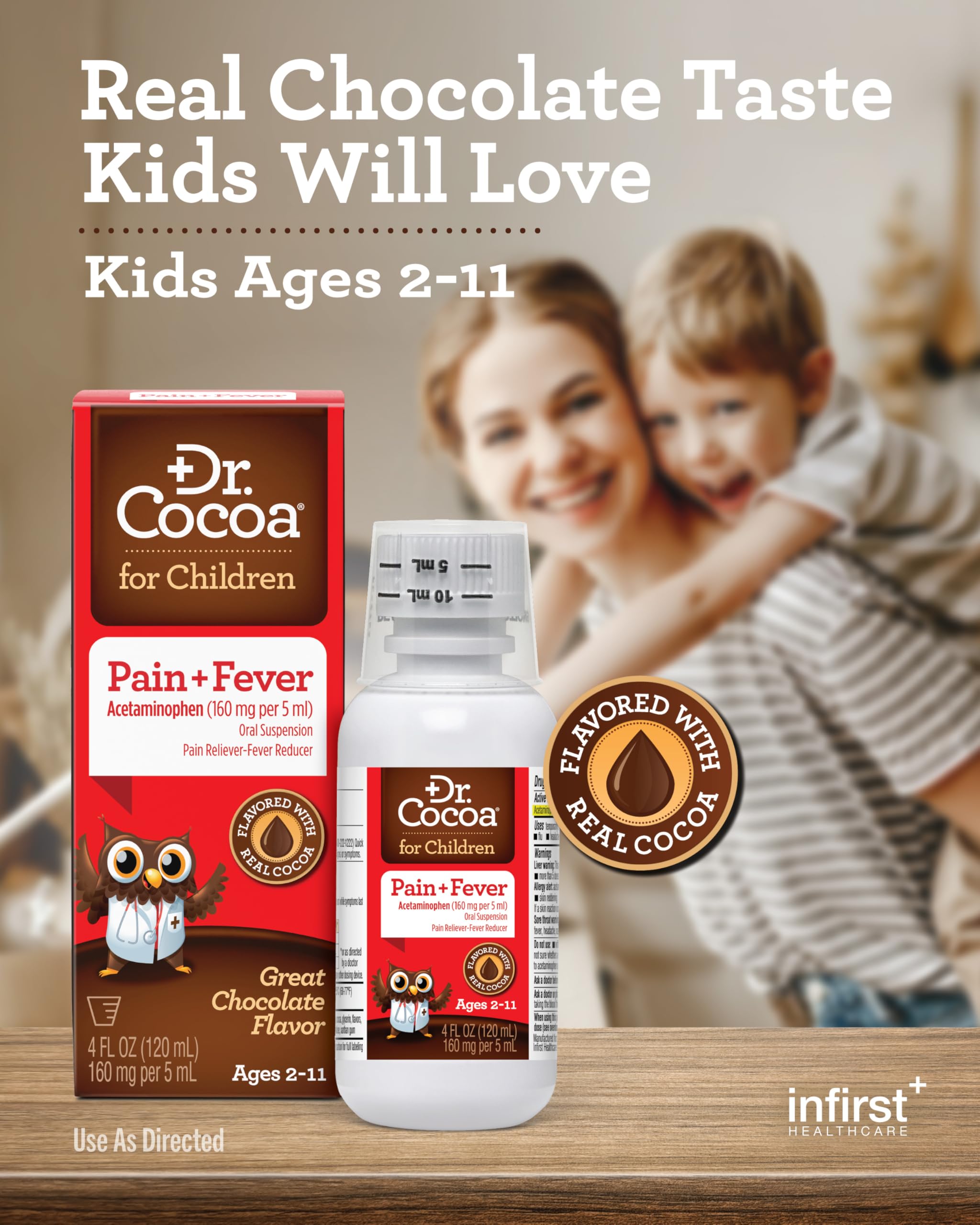Dr. Cocoa Niños, sabor chocolate real facilita tomar medicina