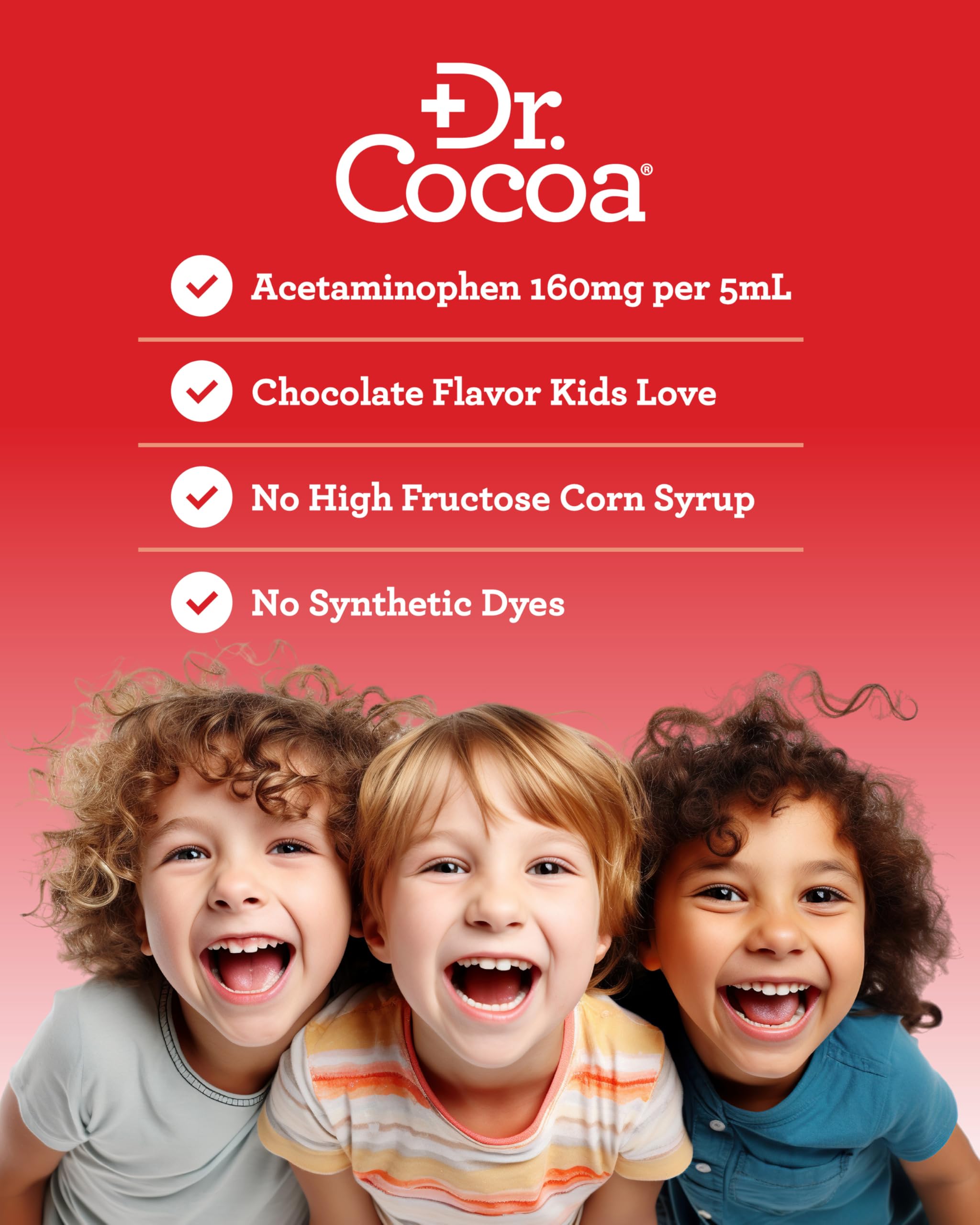 Dr. Cocoa Niños, líquido acetaminofén para fiebre y dolor leve