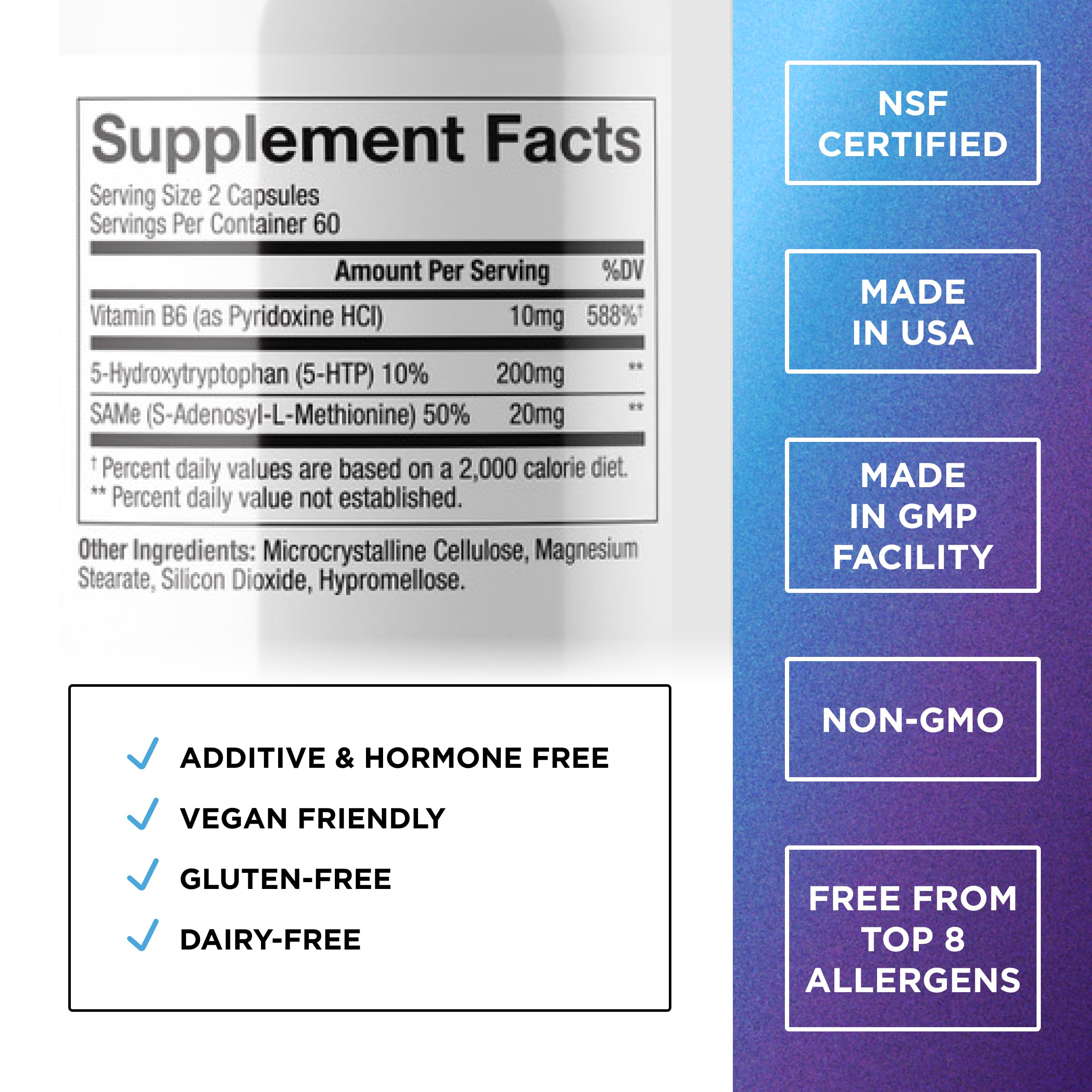 Dr. Emil Nutrition 5-HTP Plus, cápsulas: SAM-e para bienestar diario.
