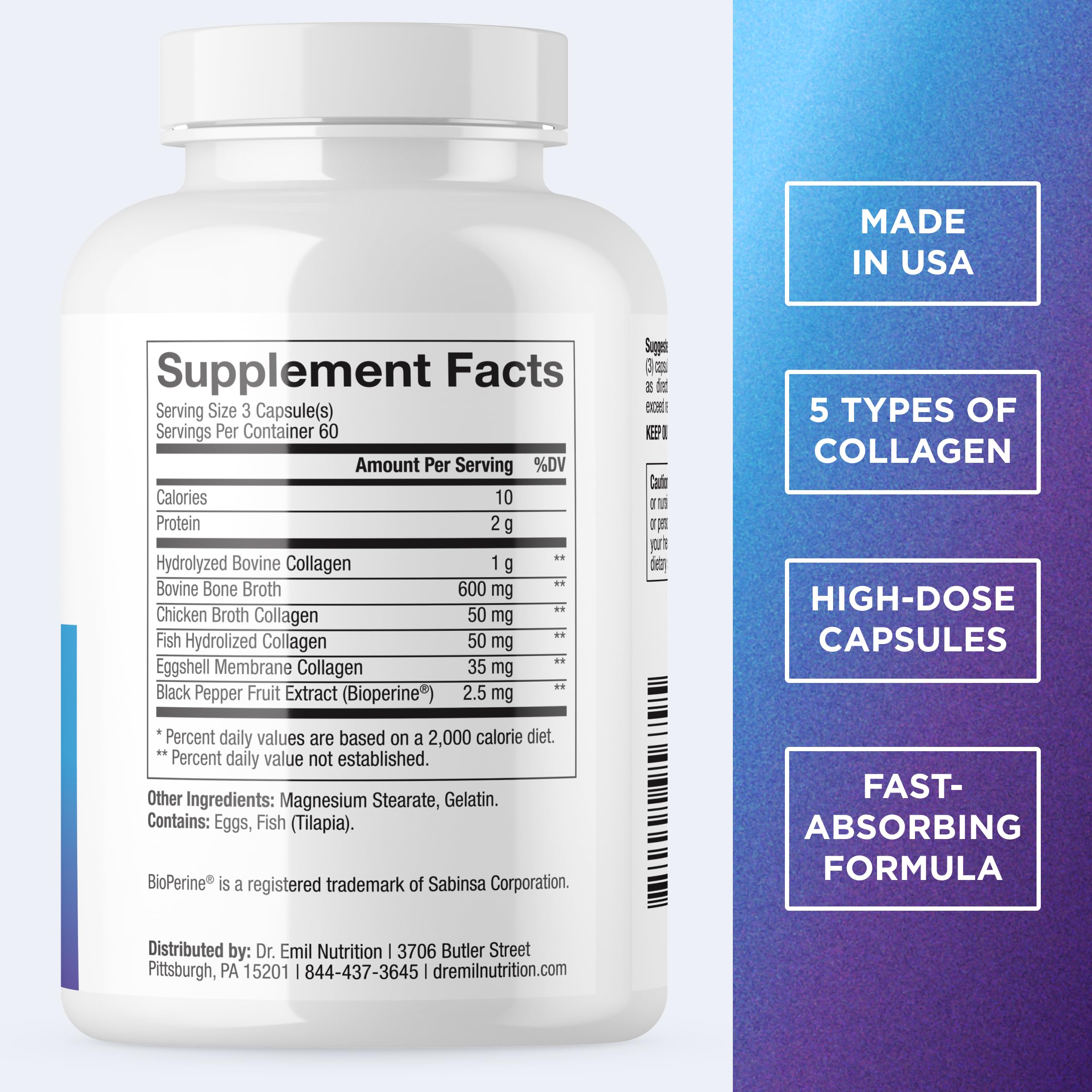 DR. EMIL NUTRITION Multi Collagen capsulas cabello más fuerte y brillo