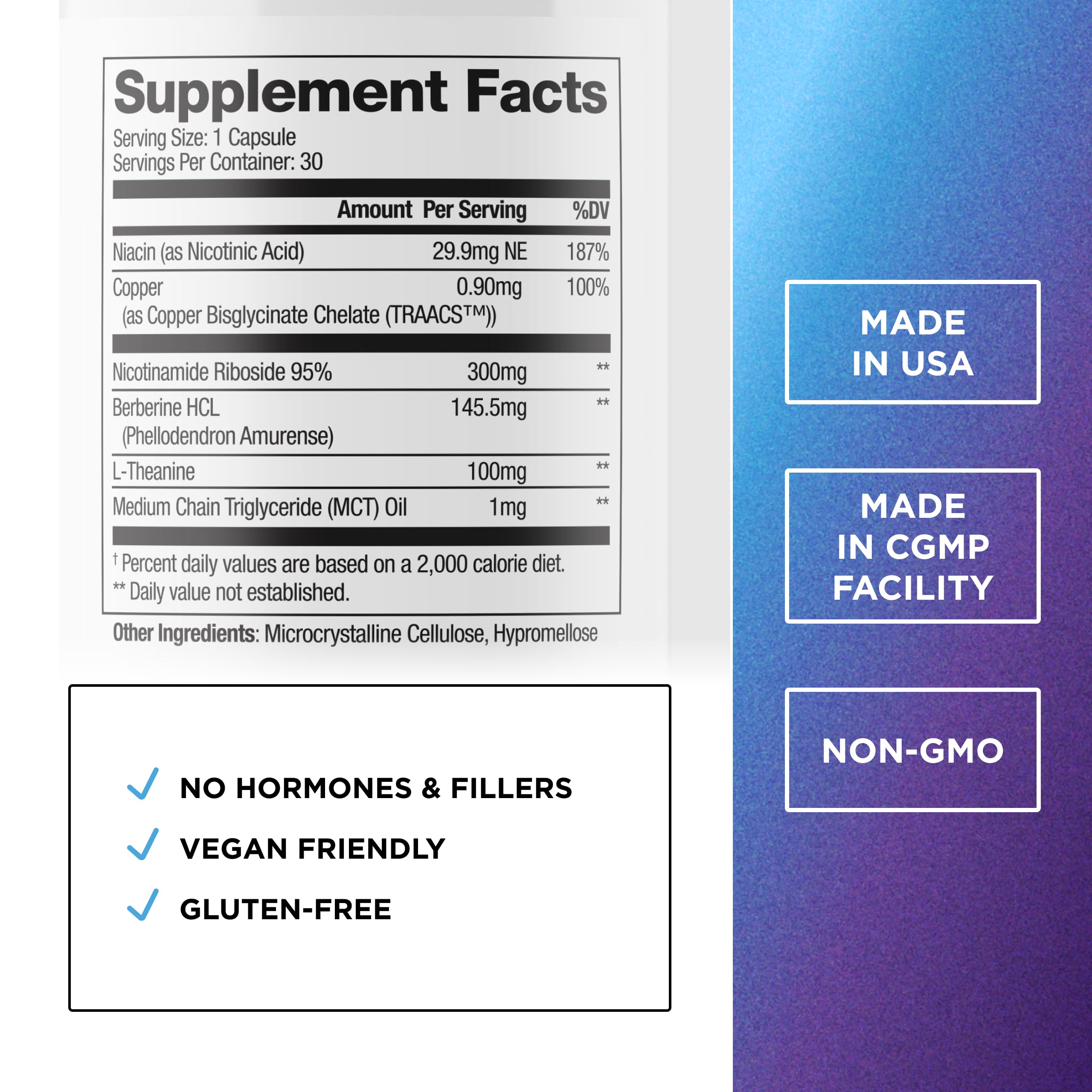 DR. EMIL NUTRITION NAD+ Boost, vista lateral, diseño cómodo para uso diario