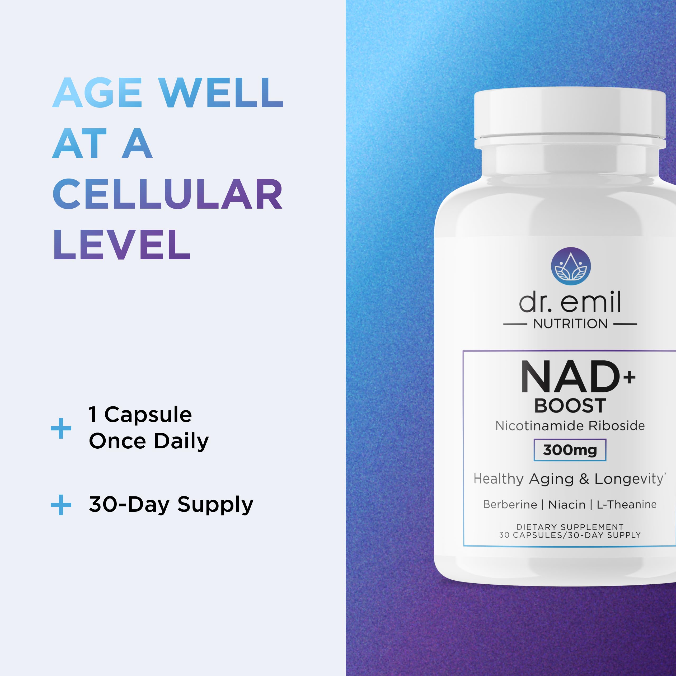 DR. EMIL NUTRITION NAD+ Boost, frasco con cápsulas, fácil de consumir diariamente