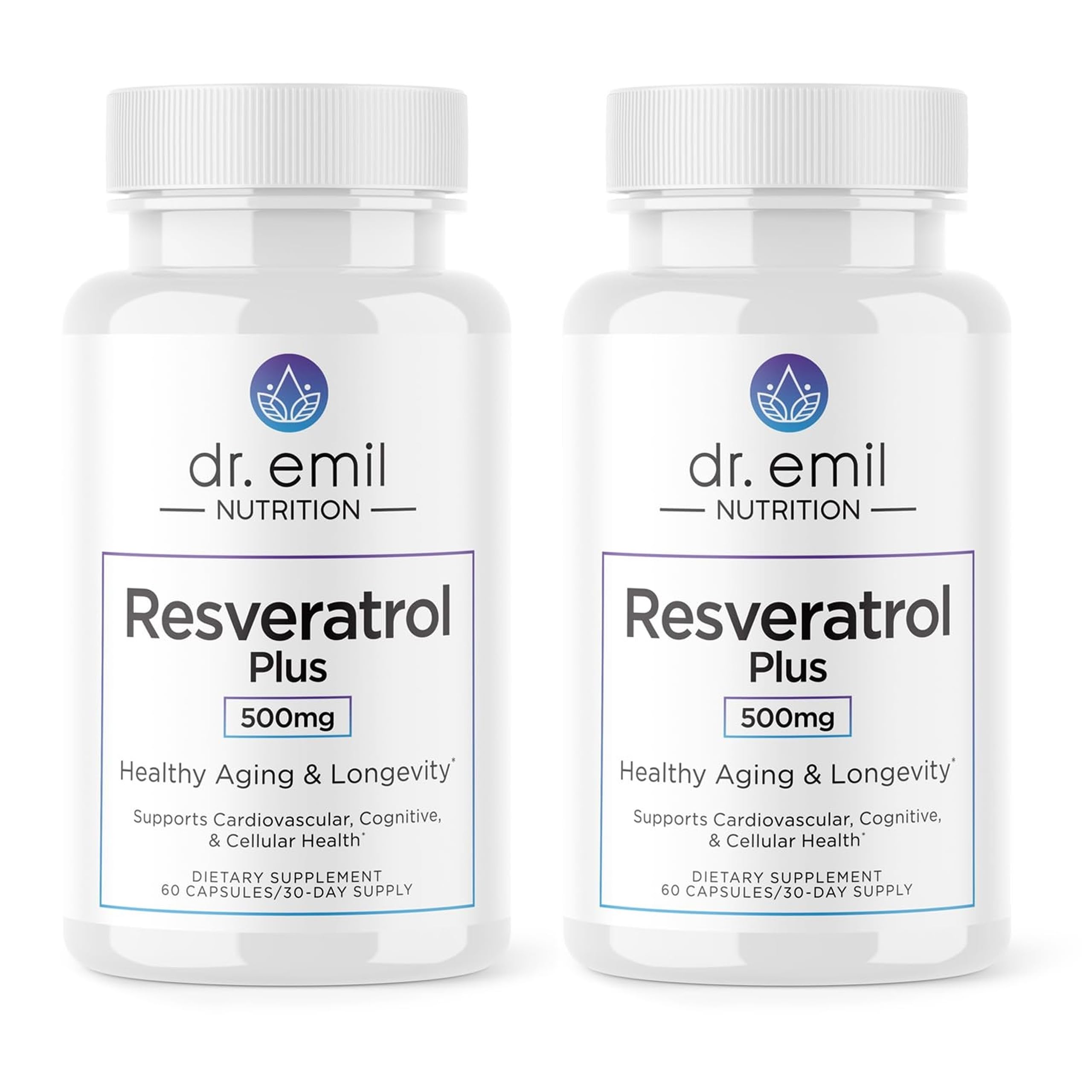 DR. EMIL NUTRITION Resveratrol envase frontal, posible apoyo a antioxidantes para envejecimiento saludable