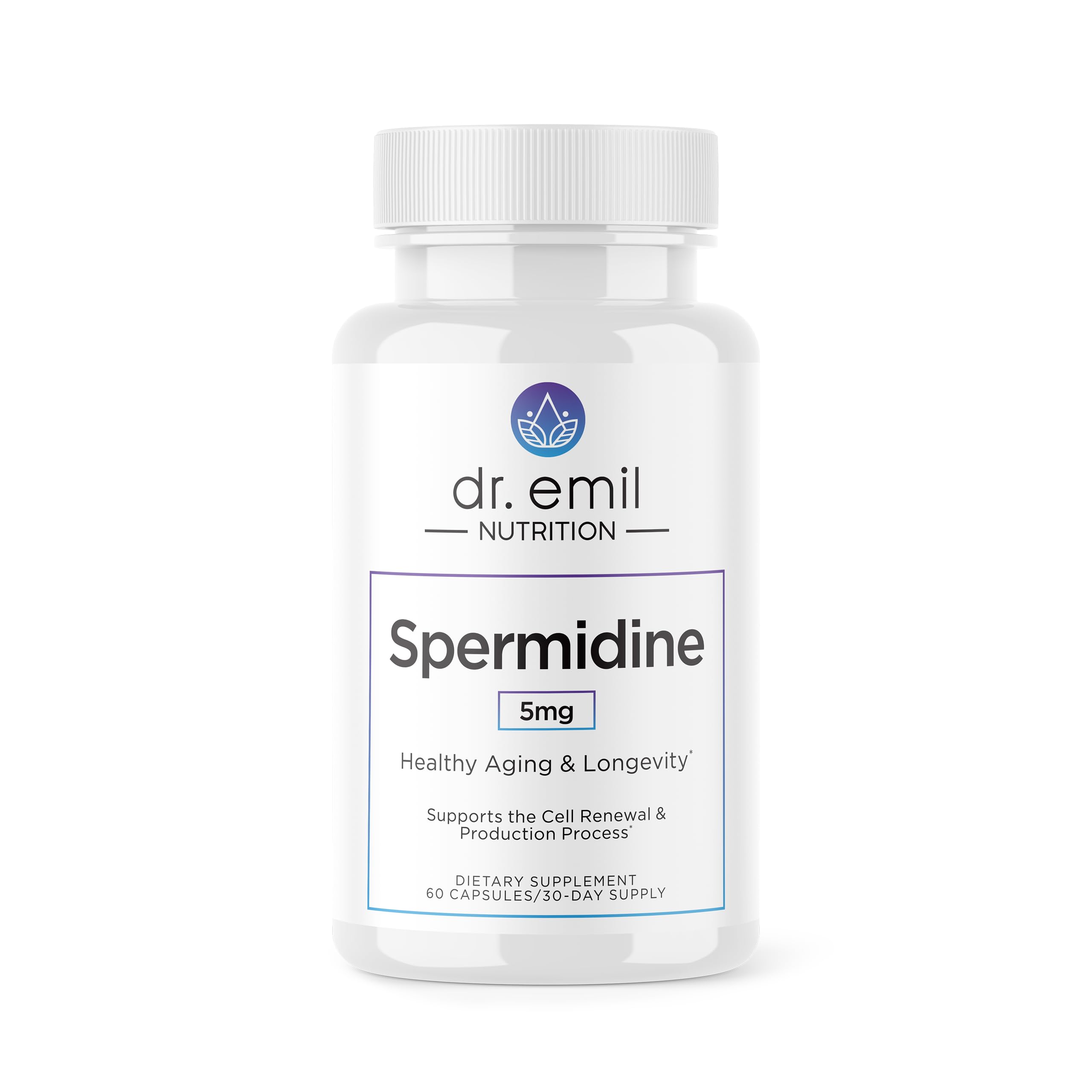 Dr. Emil Nutrition Spermidine 5mg – botella: apoyo a la vitalidad celular diaria.