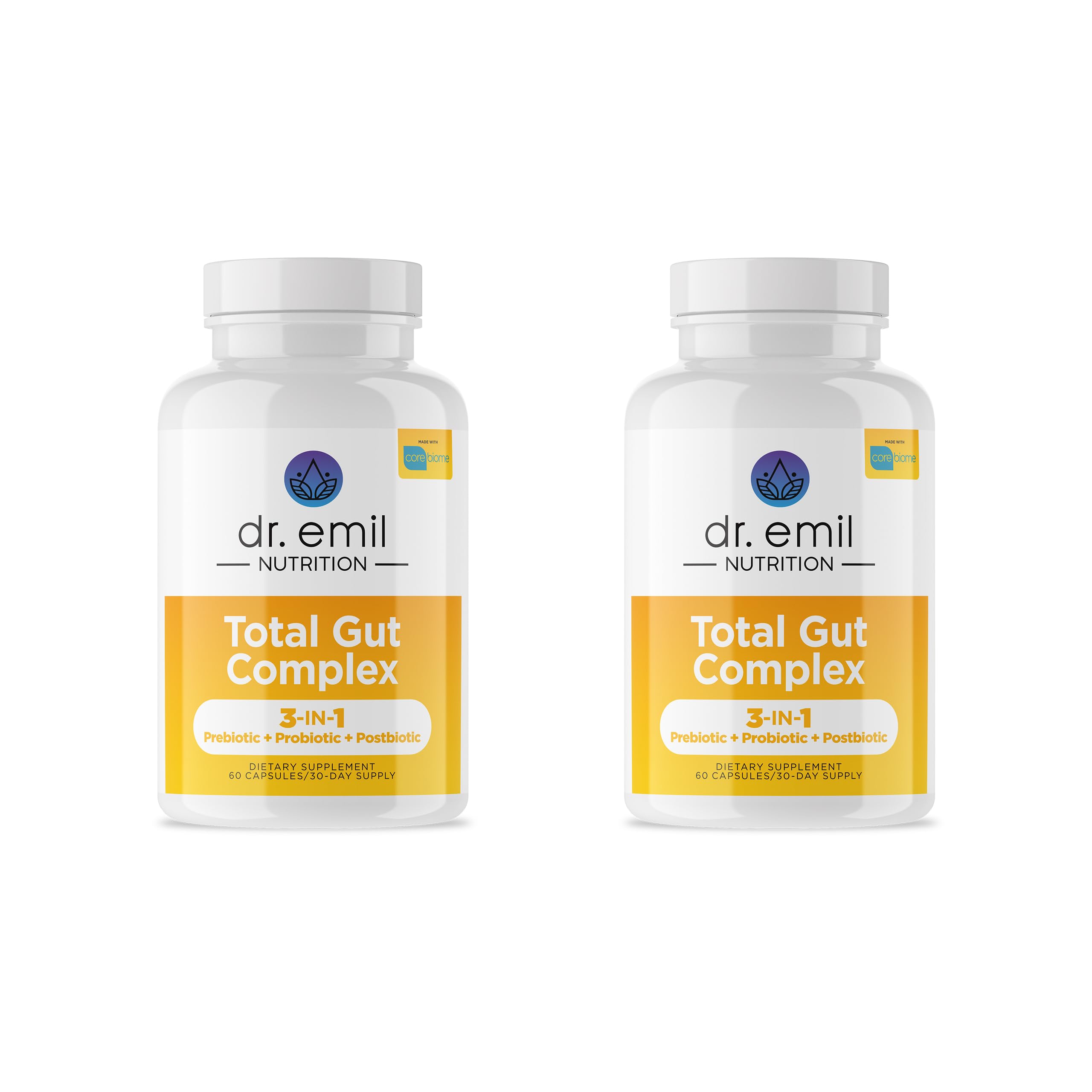 DR. EMIL NUTRITION Total Gut Health Complex, frasco visible, posible apoyo digestivo diario.