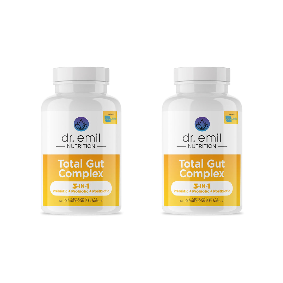 DR. EMIL NUTRITION Total Gut Health Complex, frasco visible, posible apoyo digestivo diario.