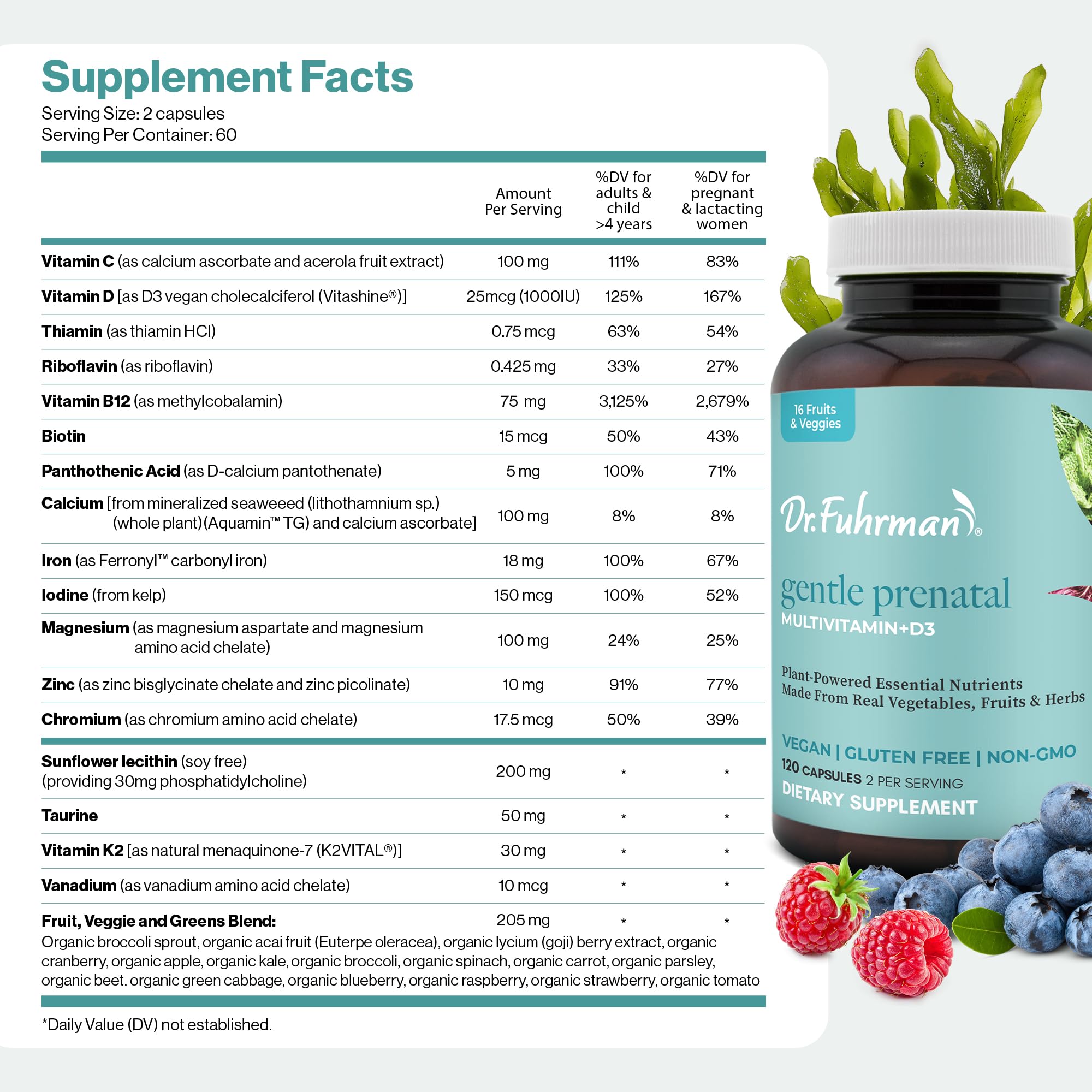 Dr. Fuhrman Prenatal Folato natural: fuente vegetal con mejor absorción.