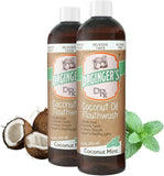 Dr. Ginger’s enjuague bucal de coco sin alcohol con sabor a menta para frescura diaria.