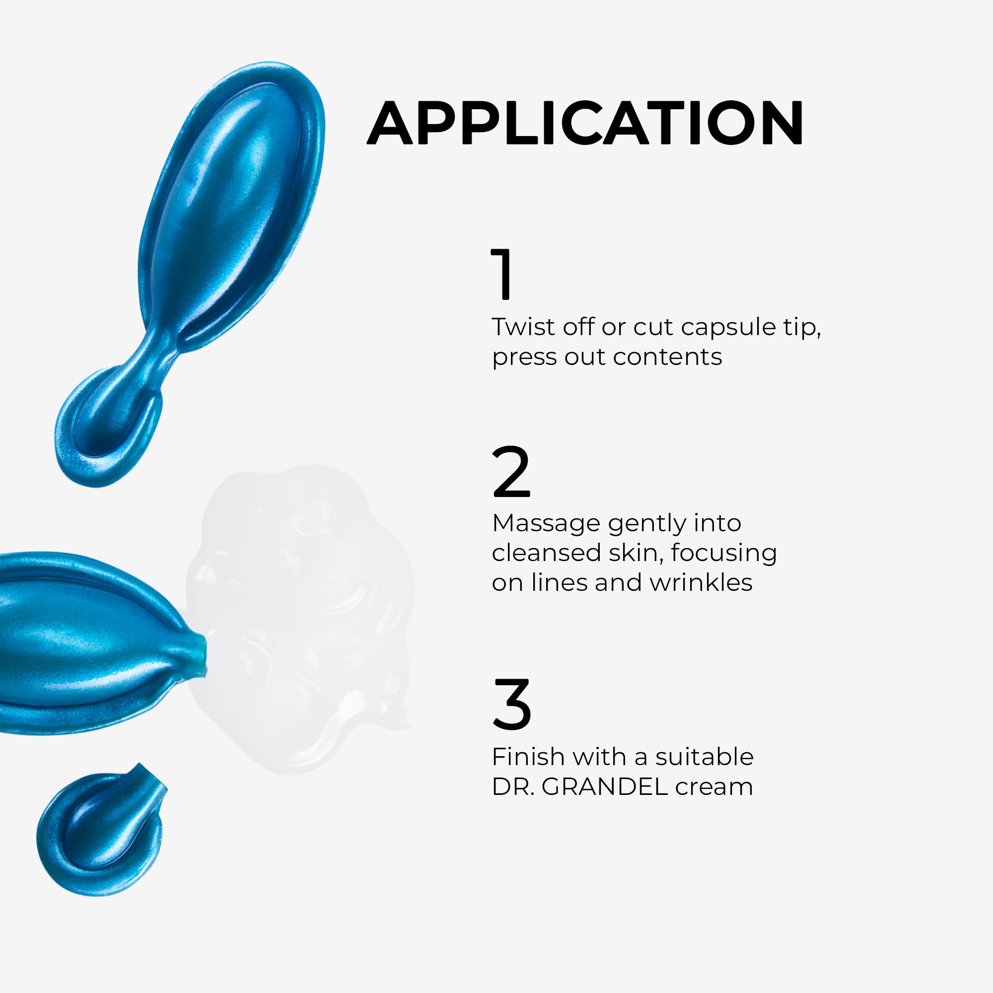 Dr. Grandel Hydro Active Hyaluron Filler Caps: enfoque en líneas y áreas de resequedad.