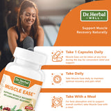 DR. HERBAL WELL Muscle Ease persona tomando cápsula para recuperación muscular