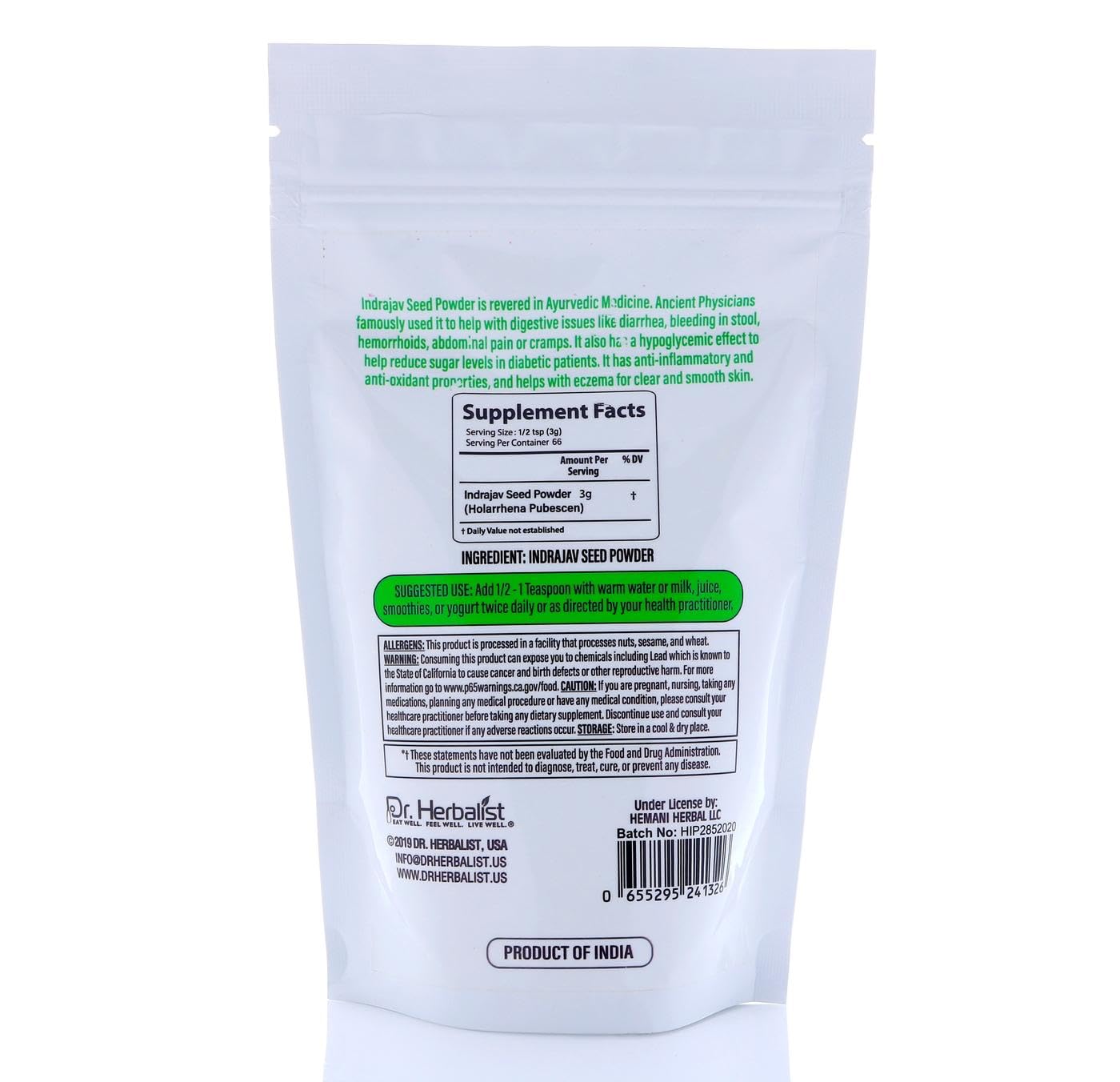 Dr. HERBALIST Polvo Indrajav, aromaterapia: favorece momentos de relajación.