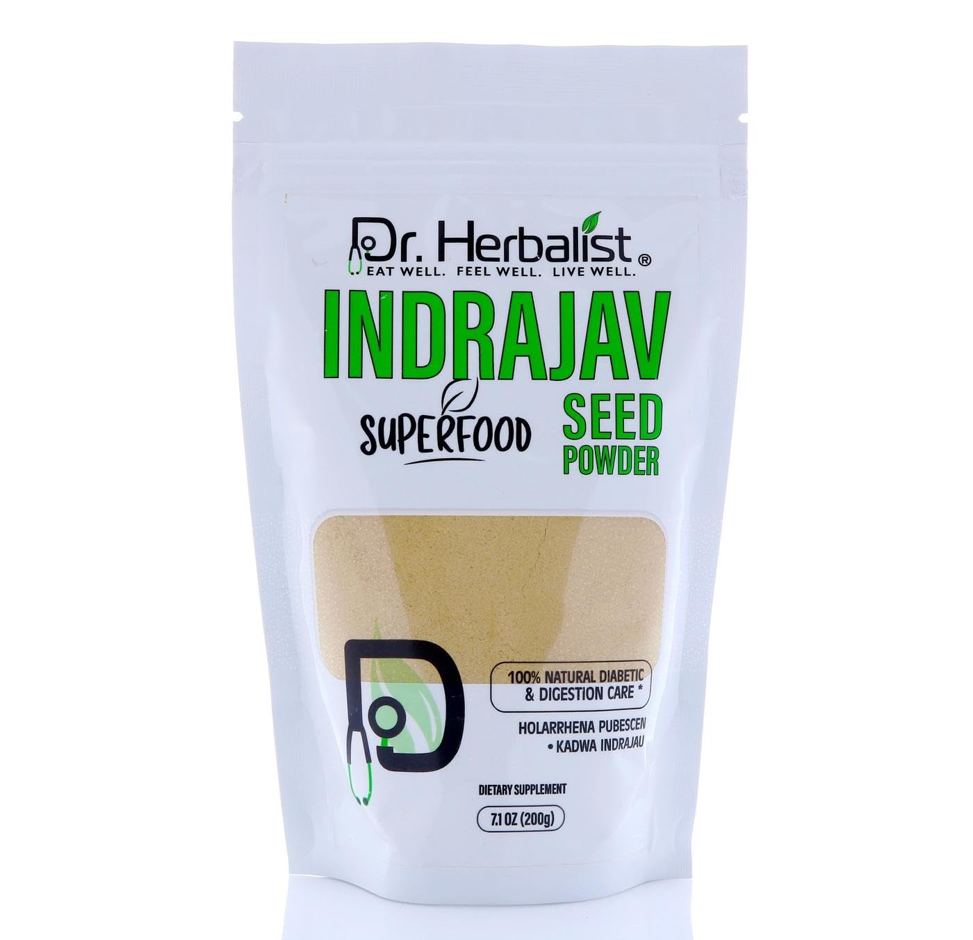 Dr. HERBALIST Polvo Indrajav, tarro de semillas: apoyo a rutinas naturales de bienestar.