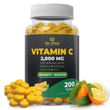 Dr. JOEL'S Vitamina C 2000 mg: botella frontal para apoyo diario del sistema inmune.