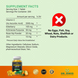 Dr. JOEL'S Vitamina C 2000 mg: tabletas en mano, opción conveniente para dosis diaria.