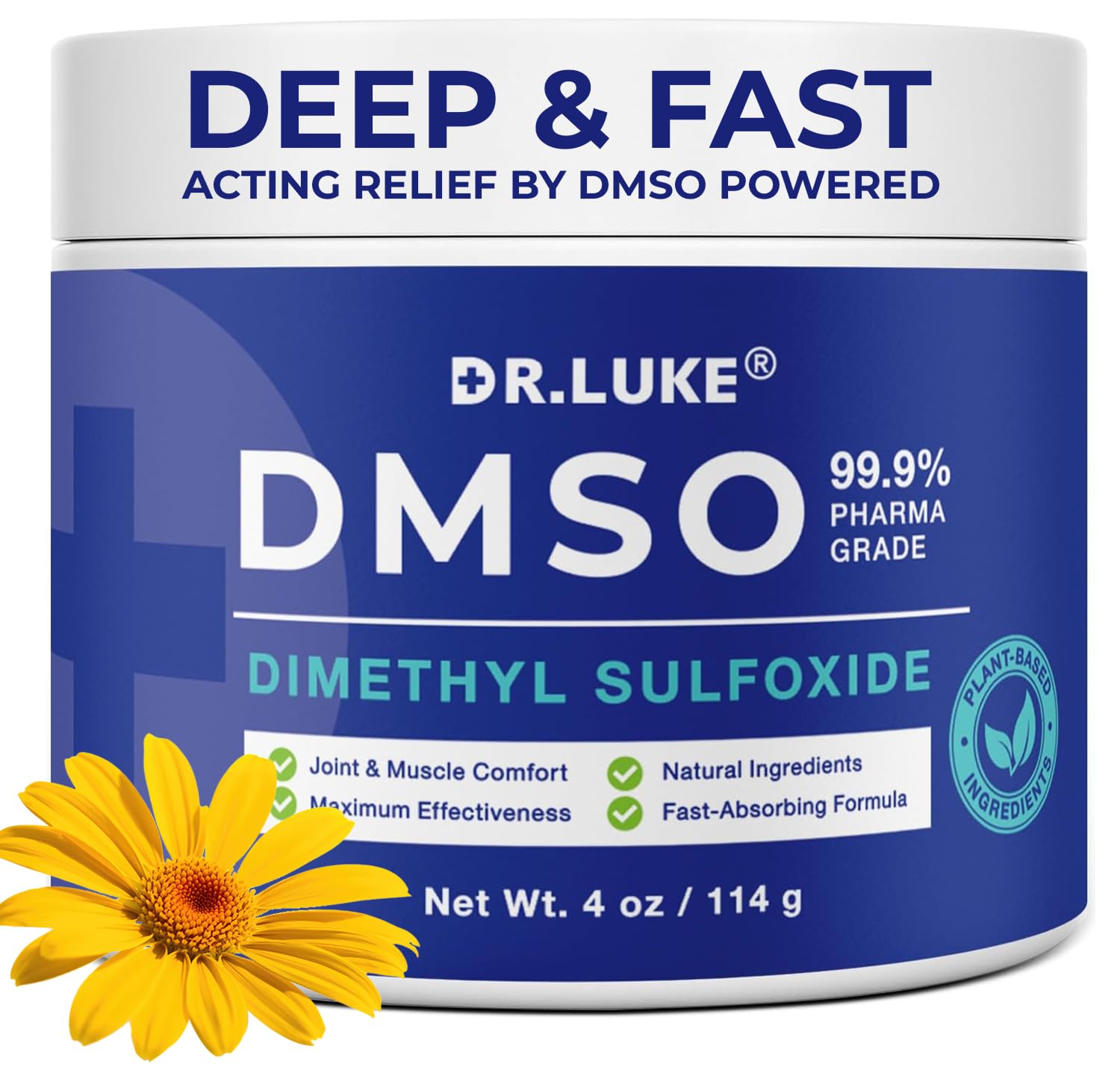 Crema Dr. Luke DMSO en botella lista para uso diario.