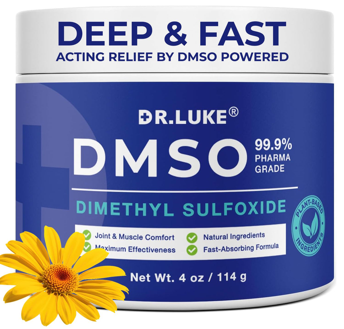 Crema Dr. Luke DMSO en botella lista para uso diario.