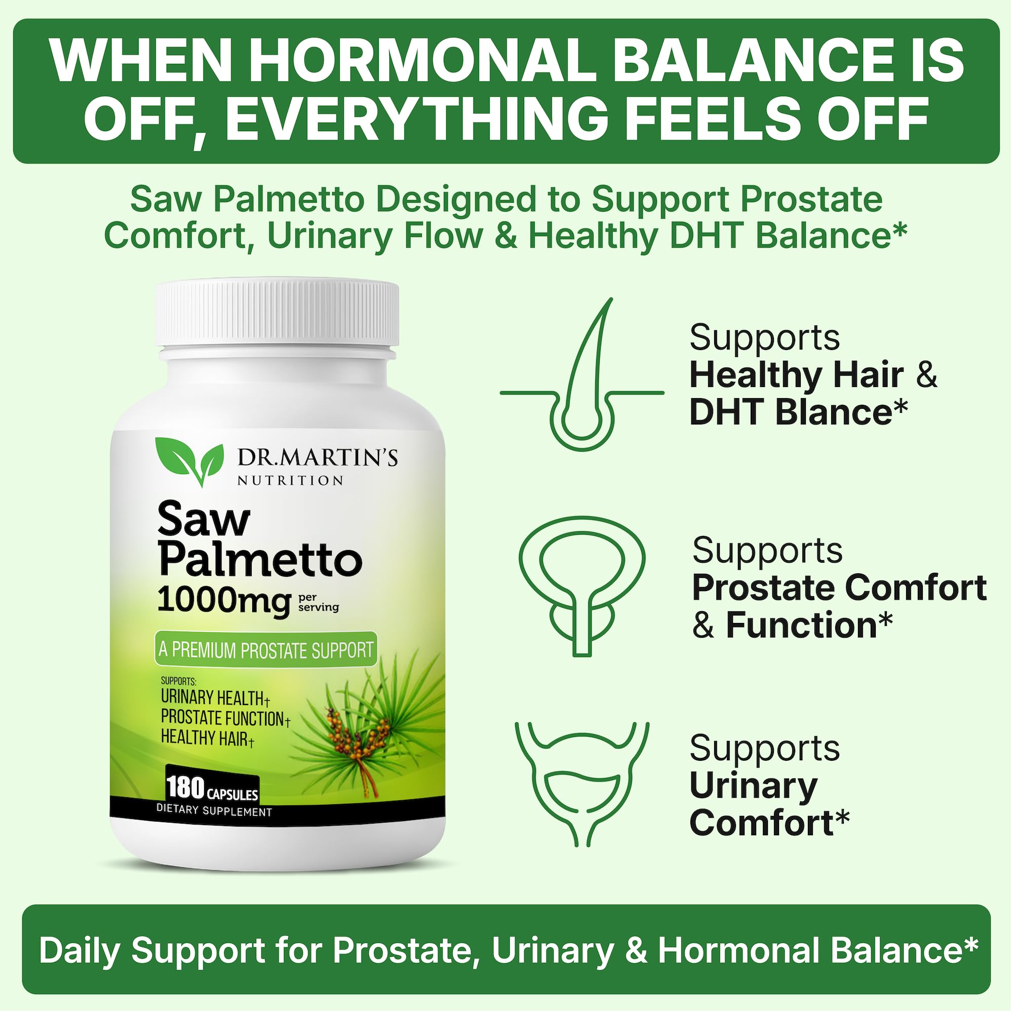 DR. MARTIN'S NUTRITION Saw Palmetto etiqueta EE. UU. para control de calidad