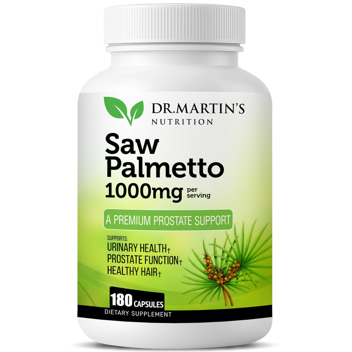 DR. MARTIN'S NUTRITION Saw Palmetto cápsulas EE. UU. cultivadas para apoyo prostático