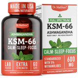 Dr. Matthew Ashwagandha KSM66 cápsulas: apoyo al enfoque y la calma diaria.