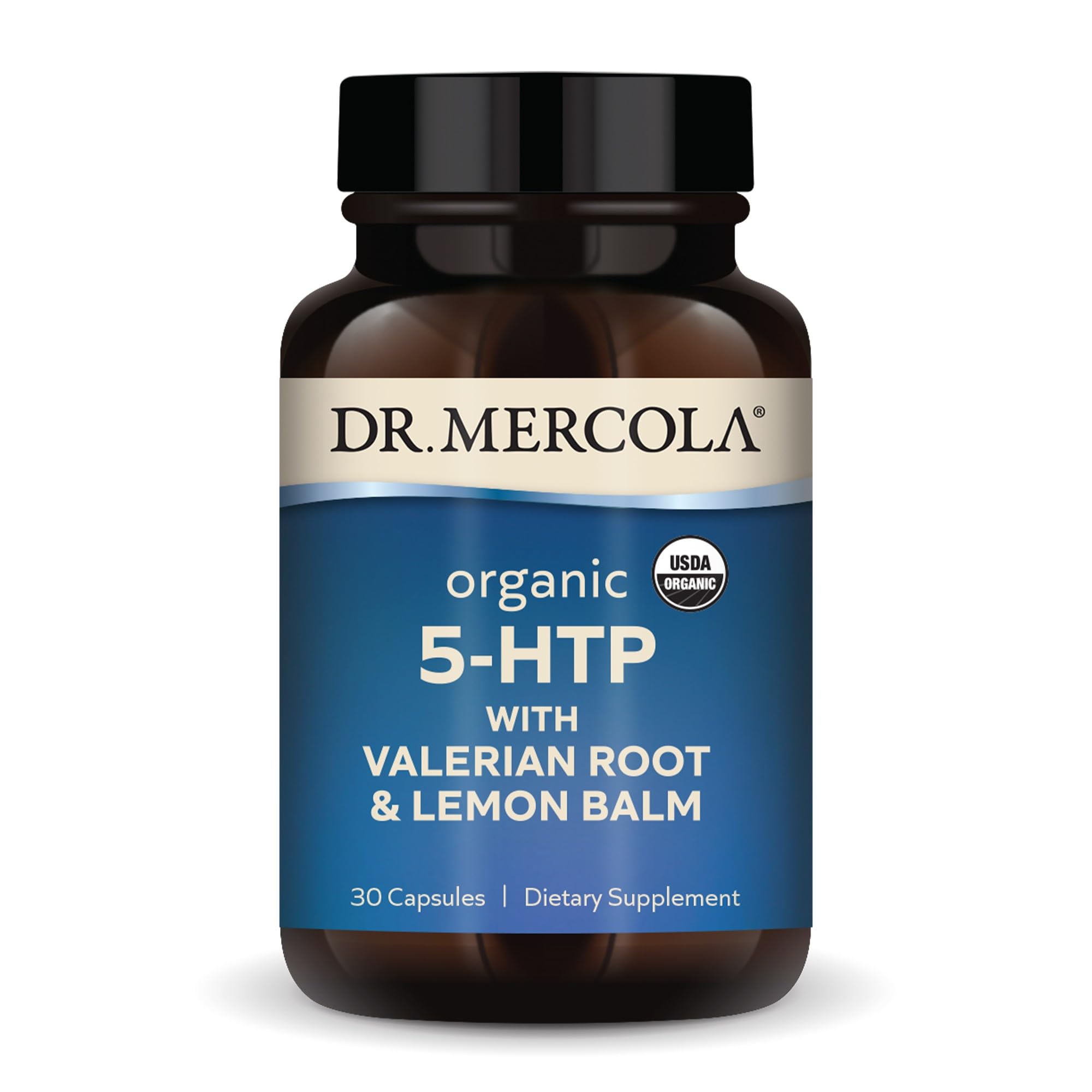 Dr. Mercola 5-HTP valeriana limón: botella para descanso nocturno