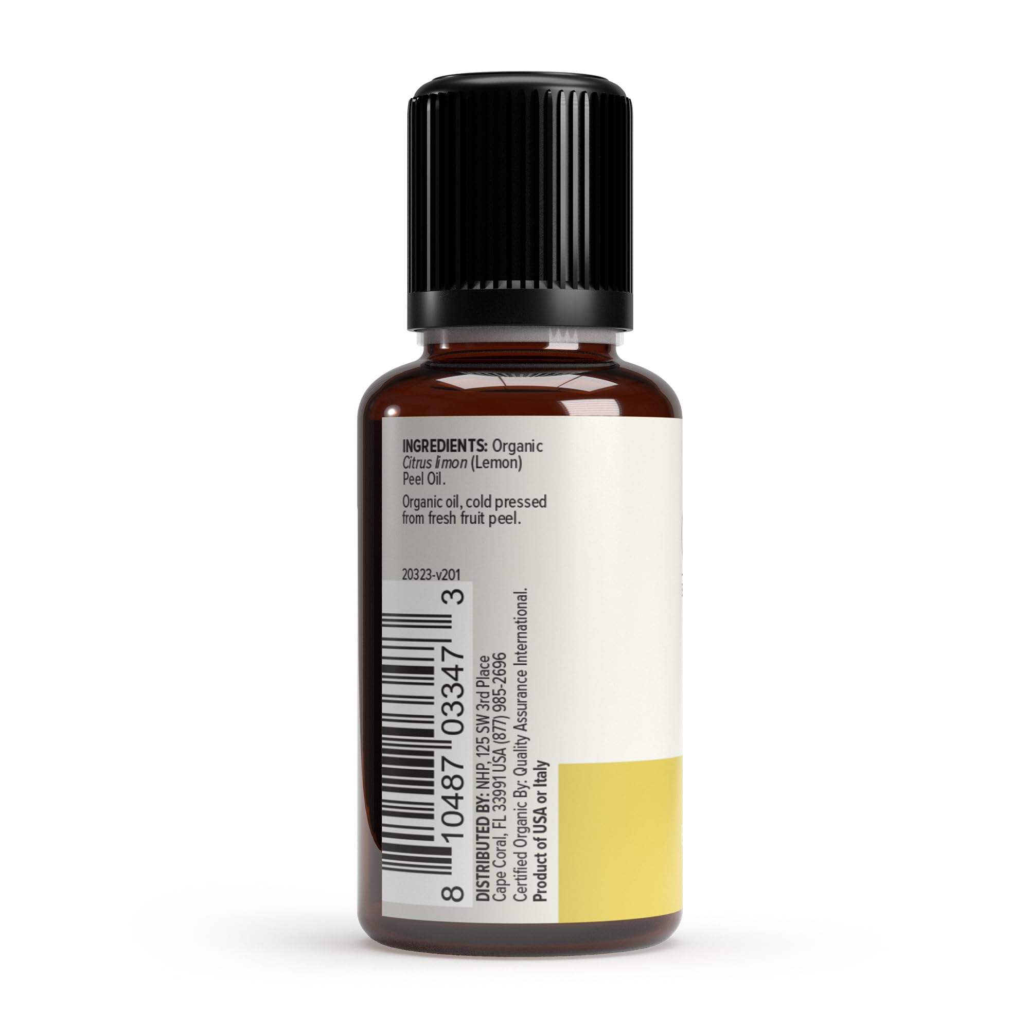 Dr. Mercola Aceite esencial de limón, gota detallada, ideal para uso en difusor.
