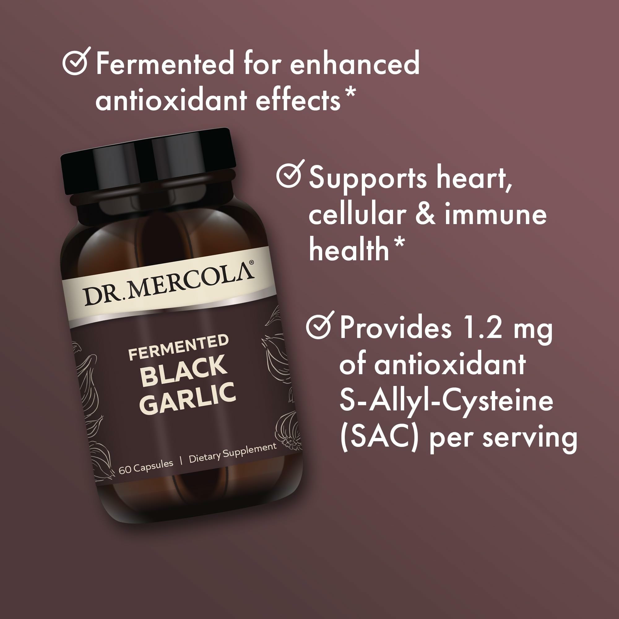 Dr. Mercola Ajo Negro Fermentado – porción de servicio para dosis consistentes.