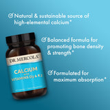 Dr. Mercola mejora la biodisponibilidad del calcio en cada dosis.