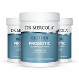 Botella de Dr. Mercola Biothin Probiotic para apoyo digestivo.