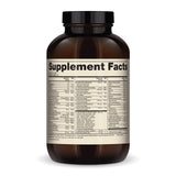 Dr. Mercola: etiqueta de la botella, destacando vitaminas y minerales esenciales.
