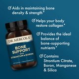 Caja del suplemento Dr. Mercola Bone Support para uso diario