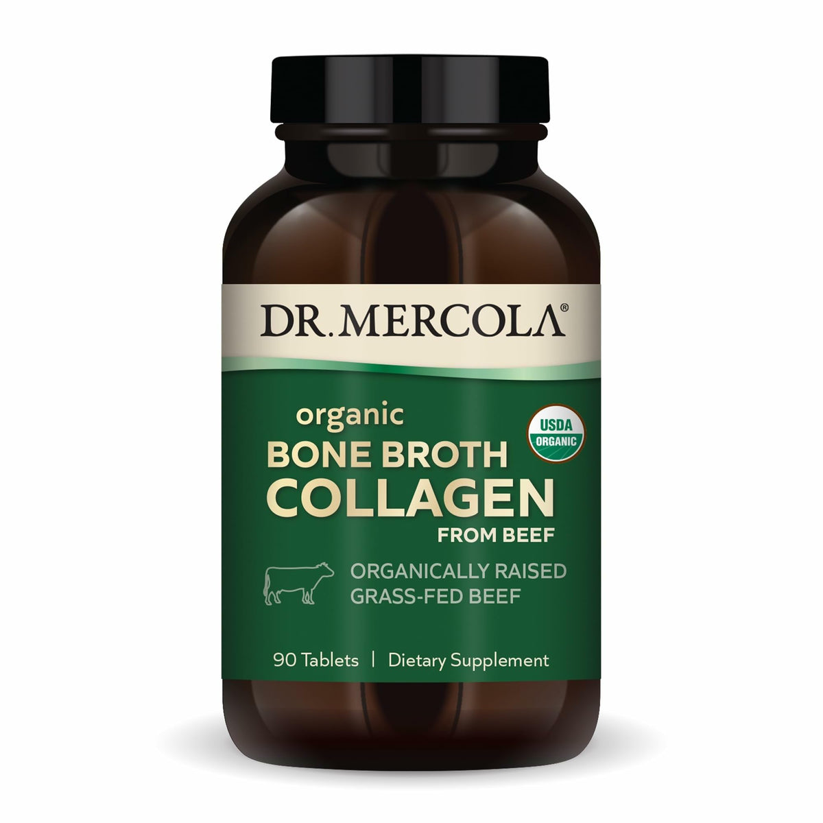 Dr. Mercola Caldo Óseo Colágeno: tabletas para articulaciones y piel saludable.