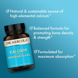 Cápsulas fáciles de tragar de Dr. Mercola Calcio con D3 y K2