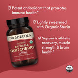 Dr. Mercola Cereza Tart ingredientes orgánicos y sin OMG, calidad visible.