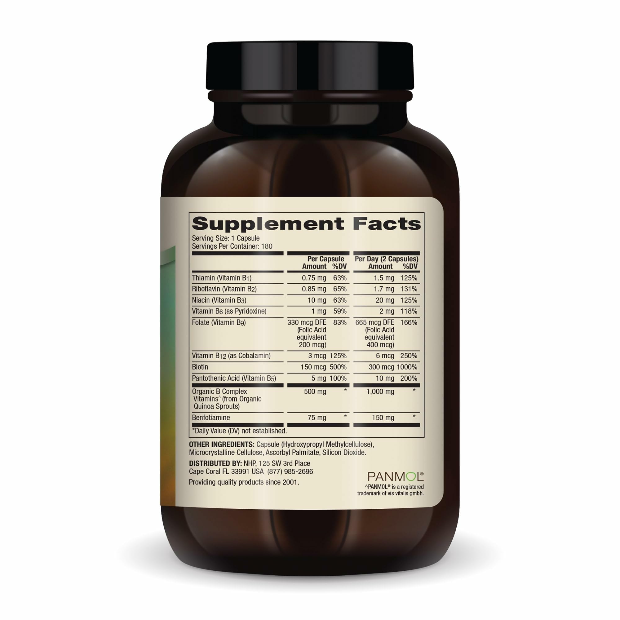 Dr. Mercola Complejo B con Benfotiamina – etiqueta visible para identificación de tabletas.