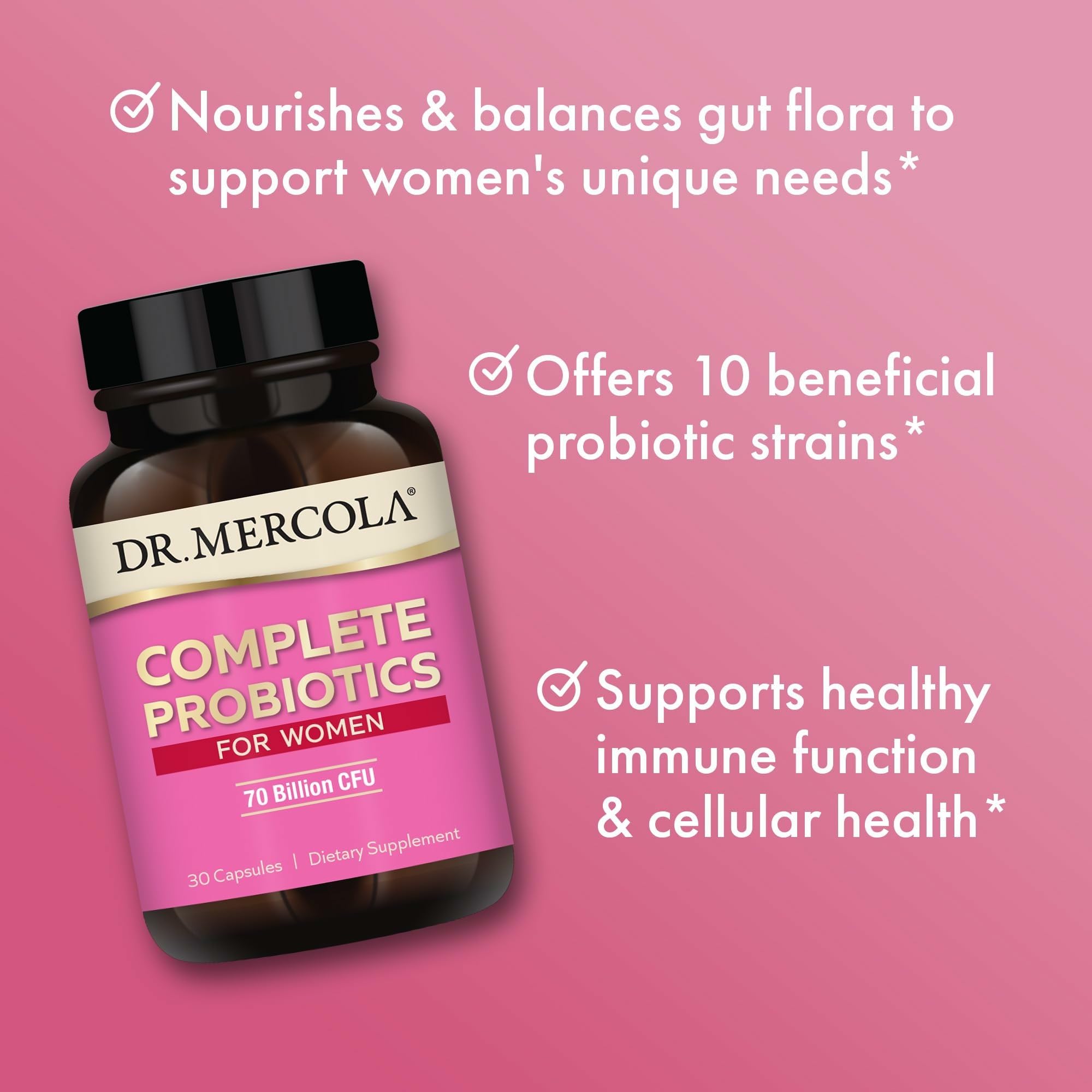 Dr. Mercola Probióticos para Mujeres: dosis diaria simplificada en una cápsula.