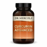 Dr. Mercola Curcumin Advanced, botella de cápsulas, apoyo antioxidante diario para la vista.
