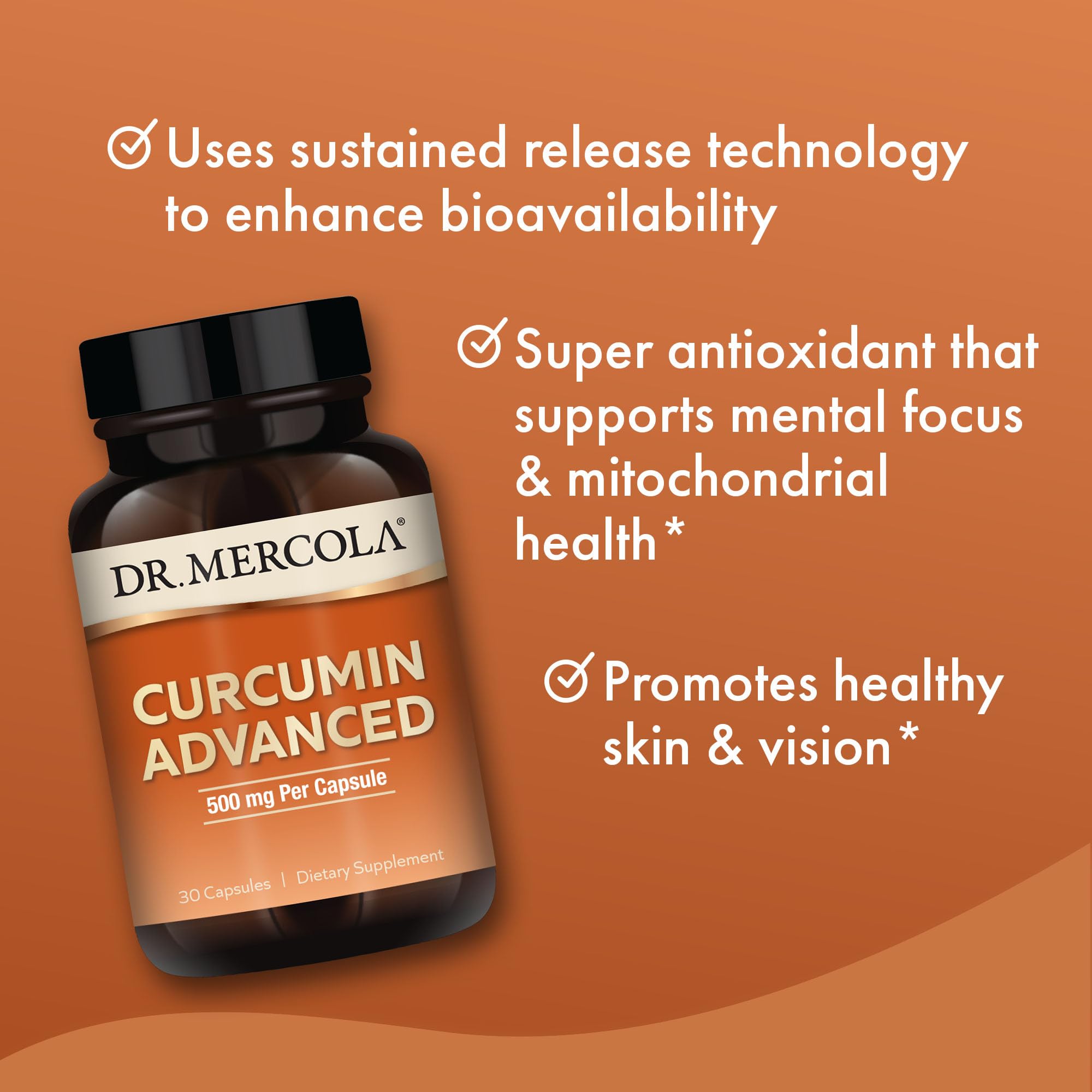 Dr. Mercola Curcumin Advanced raíz de cúrcuma: curcuminoides de alta pureza.