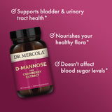Presentación en caja Dr. Mercola D-Mannose Cranberry para almacenamiento seguro.