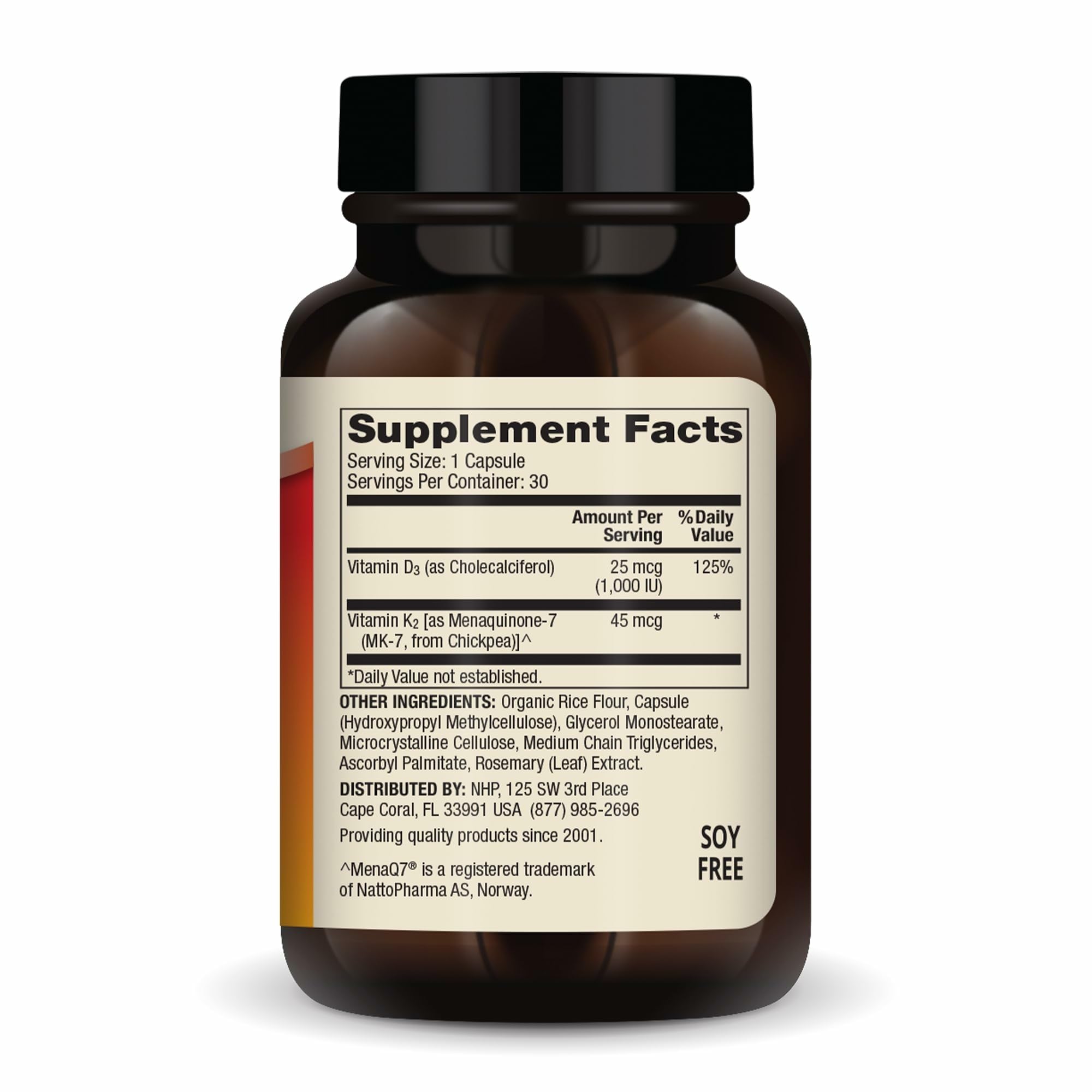 Dr. Mercola D3 y K2 dosis baja botella al verter para dosis suave.