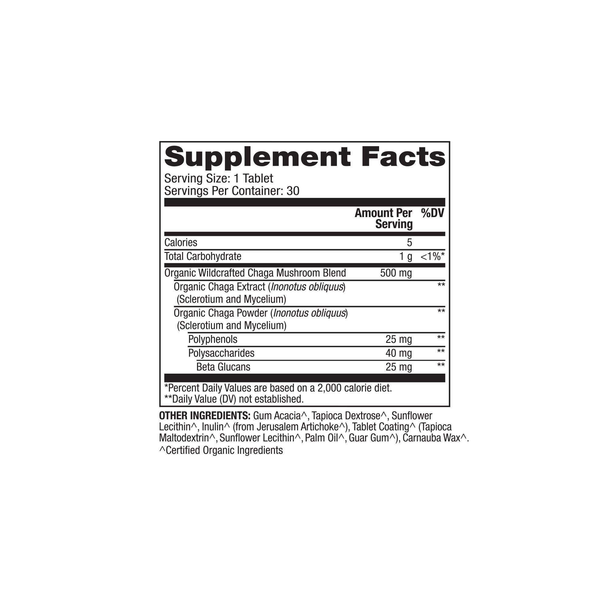 Dr. Mercola Chaga: empaque USDA orgánico con etiqueta clara.