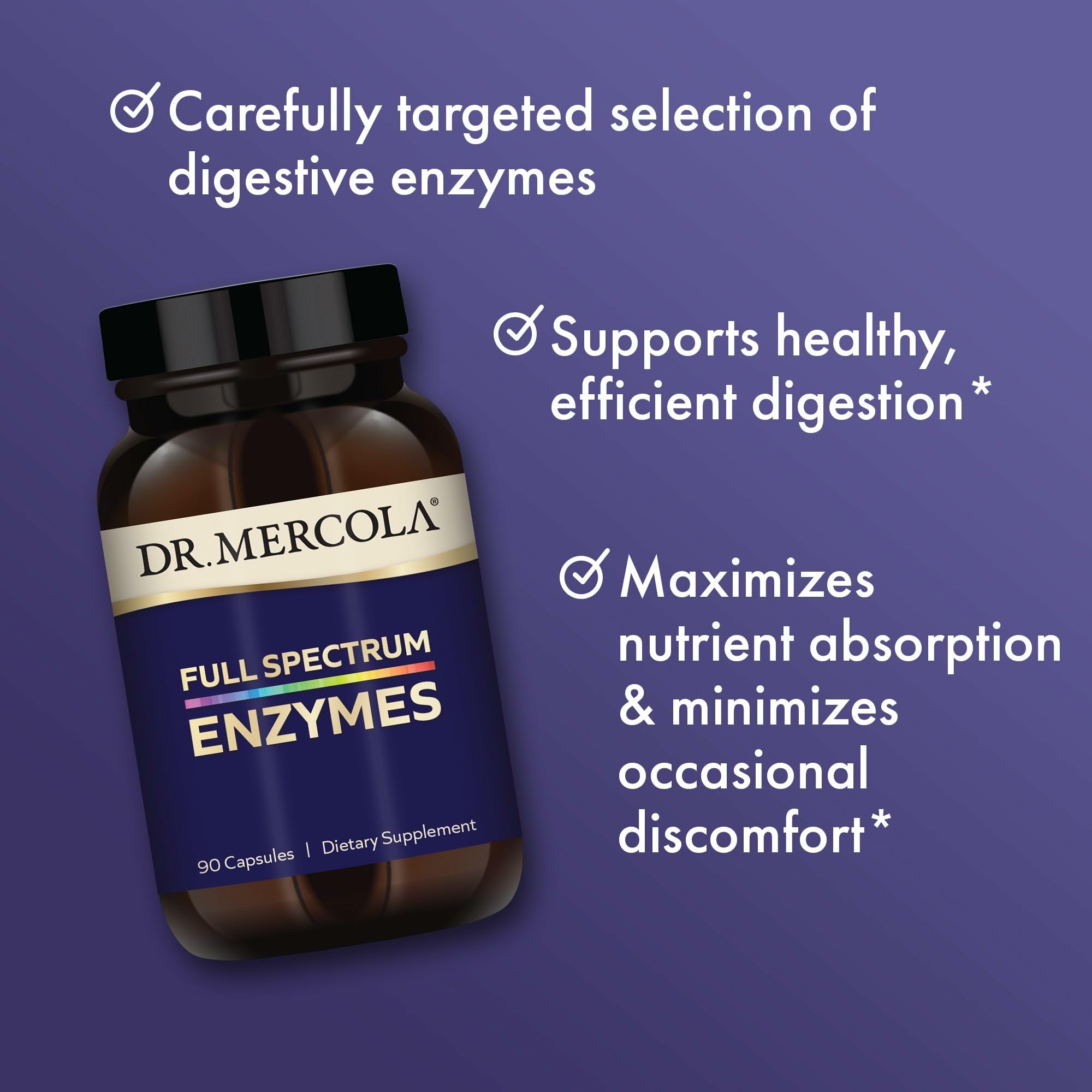 Dr. Mercola Enzimas de Espectro Completo: tapa cerrada para conservar frescura