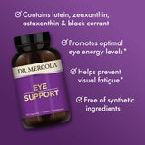 Dr. Mercola Eye Support, contiene luteína y zeaxantina; apoyo a la visión.