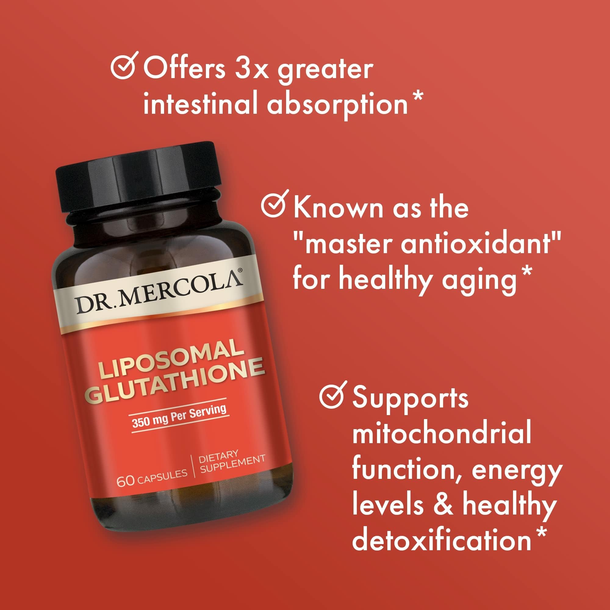 Empaque sostenible de Dr. Mercola Glutatión Liposomal, práctico y responsable.