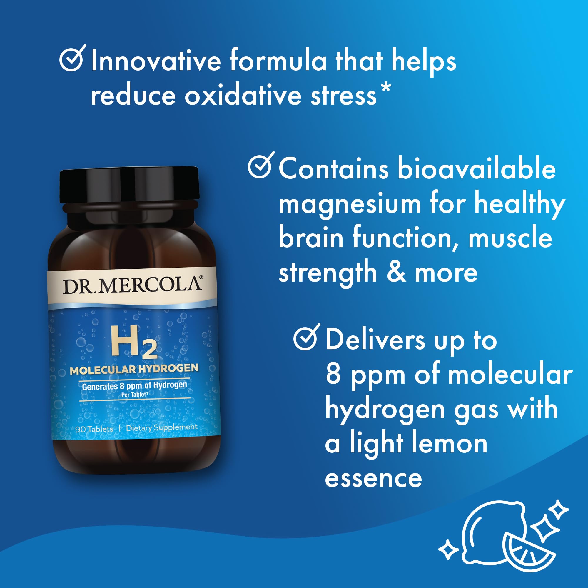 Dr. Mercola H2 alcanza hasta 8 ppm en agua de 480 ml